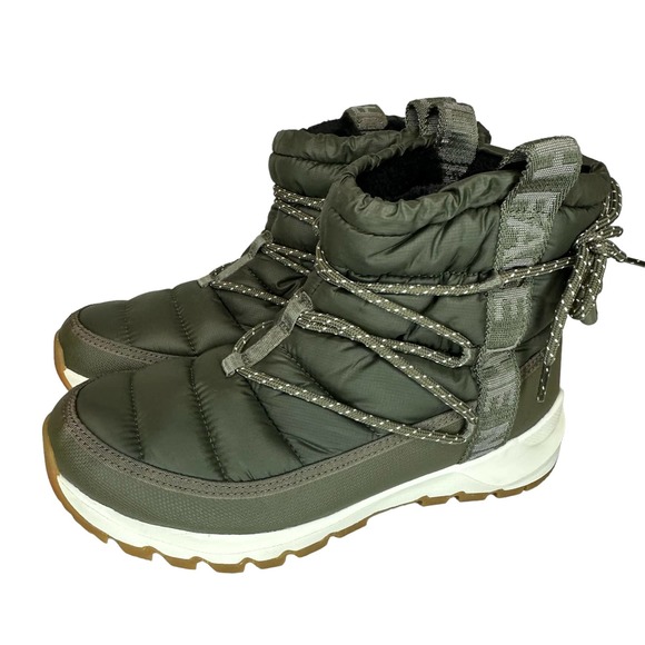 THE NORTH FACE Women's Boots Thermoball Size 10 Lace Up Taupe Green Waterproof - Picture 8 of 15